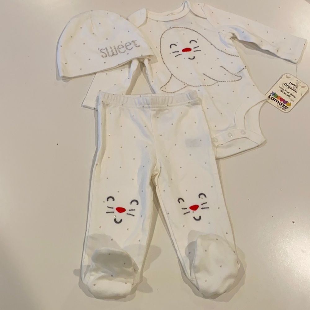 Adorable three piece infant matching set